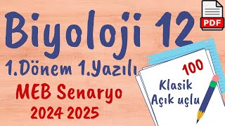 Biyoloji 12. Sınıf 1. Dönem 1. Yazılı Ortak yazılı MEB Senaryo açık uçlu/klasik Biyoloji yazılı