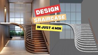 How to Build a Stylish Floating Staircase in SketchUp in Just 4 Minutes#sketchup #architecture