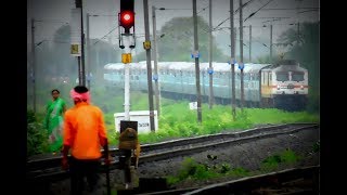 WAP 7 pushpak express decently curves through obaidullaganj at decent speed..