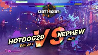 SF6 → Hotdog29 (Dee Jay) vs Nephew (Juri) - Street Fighter 6