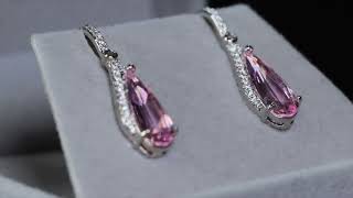 Pink diamond earrings, pear cut pink diamond earrings, pink teardrop diamond earrings