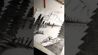 Landscape scenery snow mountain drawing with pencil 😧#scenery #viral #ytshorts #shorts #artwork #art