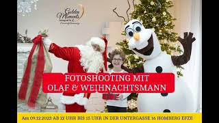 Fotoshooting mit dem Weihnachtsmann und Olaf