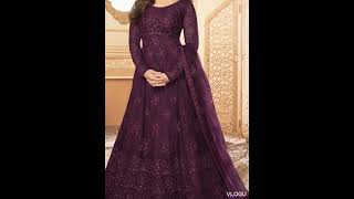 Mostly Like Wine Color Net designer || Wine Color Anarkali suit designs ideas #shorts