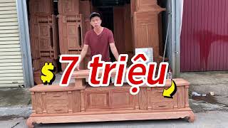 Kệ tivi vát góc 2m4 gỗ hương đá giá tốt nhất thị trường | Đồ Gỗ Phạm Gia