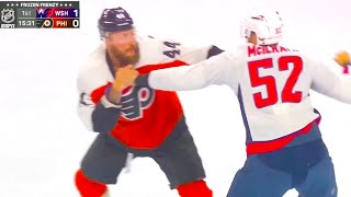 Nicolas Deslauriers Dylan Mcilrath Fight | Philadelphia Flyers vs Capitals 2024 NHL Highlights