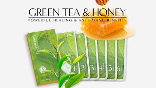 [US Crystal] GREEN TEA & HONEY - Powerful Healing and Anti-aging - 6- Step Deluxe Pedicure in a Box