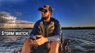 Dodging STORMs While Inshore Kayak Fishing | Snook on TOPWATER