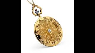 Amber necklace as a pocket watch design, made from 925 silver gold plated, Baltic geniue amber je...