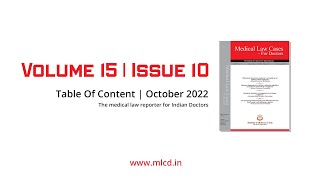 Table of Contents - October '22 | Medical Law Cases - For Doctors | Medical Law Reporter