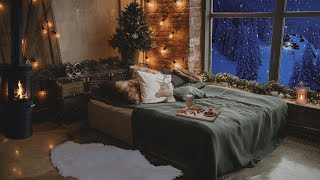 Cozy Winter Hut Ambience | Relaxing Blizzard and Fireplace Sounds