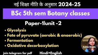 BSc 5th sem botany classes|P1|unit-1|Glycolysis,fate of pyruvate, Fermentation, oxidative decorboxyl