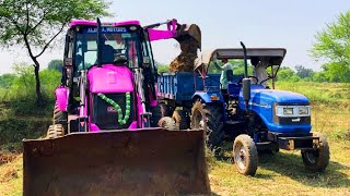 JCB 3dx Backhoe Loading Mud in Mahindra 475 Di tractor JCB miti khudai JCB video #jcb #jcb3dx #farm