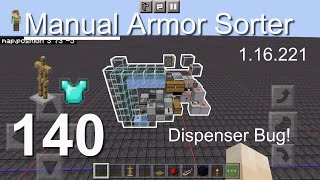 Minecraft Bedrock Tutorials(140) - How to build a Manually Operated Armor Sorter (1.16.221)