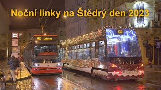 Noční tramvaje na Štědrý den 24.12.2023 | 8K HDR