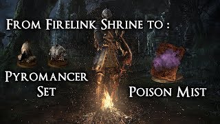 Pyromancer Set (Tattered Cloth) and Poison Mist Location [From Firelink Shrine] - DS Remastered