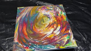 Colorful Acrylic Pour with Balloon Dip Technique #fluidart #satisfyingvideo #acrylicart #balloondip