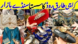 Tariq Road Sunday bazar - heels, handbags & fancy suit Shopping - itwar bazar