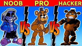 FNF Character Test - Gameplay vs Playground - Noob Pro Hacker - Sans - Freddy