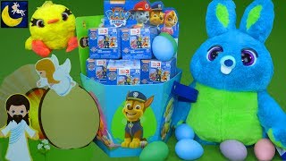 Bible Easter Story for Kids Paw Patrol Surprise Blind Bags Easter Basket Eggs Toy Story 4 Toys Video