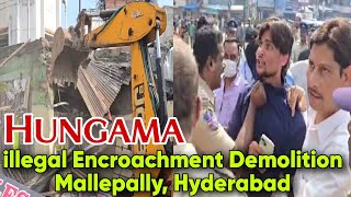 Mallepally Nobel Talkies Chowraste Par GHMC Ne Kiya Bade Paimane Par Demolition. Hyderabad