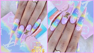 EASY LOUIS VUITTON NAILS TUTORIAL | SUMMER RAINBOW LV NAILS | FULL SET ACRYLIC | NAILS FASCINATION