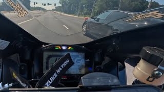 Tesla model Y takes off on GSXR1000 ???