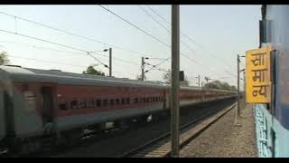 Crossing an ABB WAP5 hauled Swaraj Express