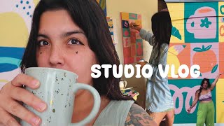 july studio vlog ☆ drawing, group exhibition, painting murals & life as a stay a home mom