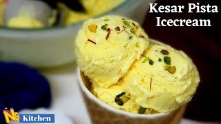 Eggless Kesar Pista Ice Cream Without Artificial Color, Flavor, Condensed Milk |केसर पिस्ता आइसक्रीम