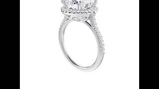 5.00 Carat (DEF) (VVS1) Moissanite Hearts & Arrows Halo Style Ring in 14k Gold