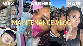 $500 maintenance vlog | knotless braids, lashes, nails, wax, eyebrows