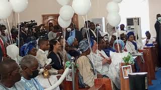 Yemi Osinbajo,Gov. Fayemi, Gov. Sanwoolu and Gov. Godwin Obasaki at Mama Otedola 90th birthday,Lagos