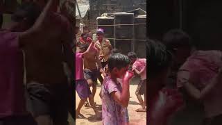 Playing Holi in village