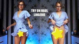 Try on Haul non Transparent Lingerie with Tina in a Dress