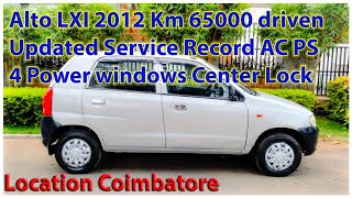 Alto LXI 2012 65000 KM DRIVEN Updated Service record Four power windows Center lock AC POWER STEERIN