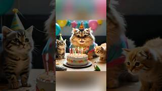 Cute cats enjoying their Birthday party. #catlover #cutecat #ai #funnycats #kitten