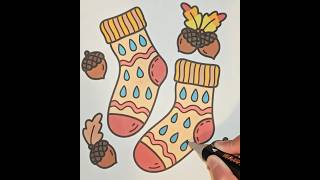 🍁 Cozy Fall Socks ASMR | Coloring Warm Autumn Socks & Acorns 🍂#asmr #autumn #coloring