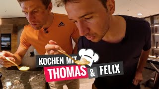 Kochen mit Thomas Müller & Felix Neureuther – Brokkolisuppe mit Mozzarella