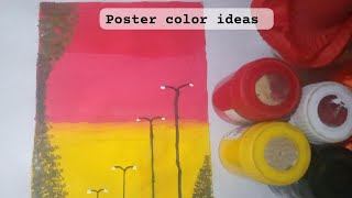 Poster paints | Poster painting for beginners | DOMS | Post color Drawing tutorial | Aurora drawing