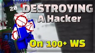 DESTROYING A HACKER ON 100+ WINSTREAK (MCPE BRIDGE)