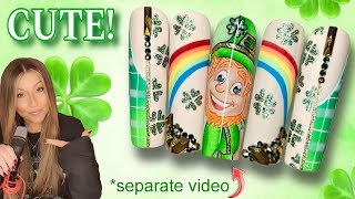 🍀 St Patrick's Day Nail Art Design | Easy Pigment Ombre | Rainbow Bling Glitter Shamrock | Green