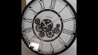 Black And White Visible Moving Gears Wall Clock 53cm