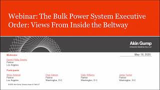 The Bulk Power System Executive Order: Views From Inside the Beltway | May 18, 2020