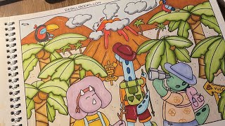 Live coloring ASMR - Dinosauri fanno cose da colorare: Summer Edition pt. 16 - Trekking