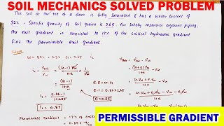 Numerical on Soil mechanics | permissible exit gradient | critical hydraulic gradient #geotechnical