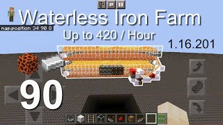 Minecraft Bedrock Tutorials(90) - How to build a Waterless Iron Farm (Up to 420/hour) (1.16.201)