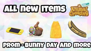 ALL NEW ITEMS | PROM, BUNNY DAY | ANIMAL CROSSING NEW HORIZONS UPDATE