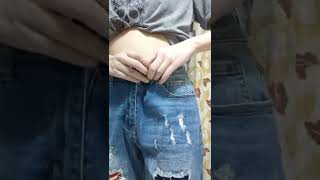 How to tie loose jeans #evaless #ripped jeans #tips