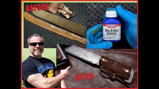 Birchwood Casey Rust and Blue Remover - Jungle Machete w/ 1911 Grips WW2 Knife